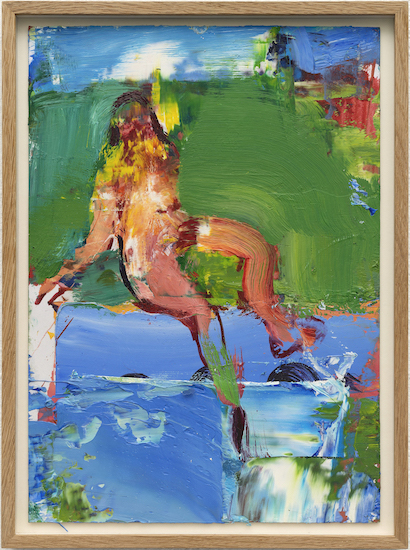 Sebastian Hosu: Bathing Woman II, 2020, 
Öl auf Papier, 33 x 24 cm, gerahmt 

